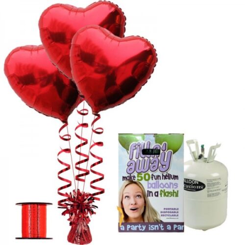 Helium kit met folie HART ballonnen