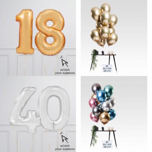 2 balloncijfers en 20 helium gevulde ballonnen