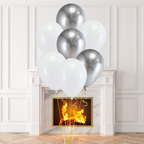 Helium ballon set Luxe Zilver-wit