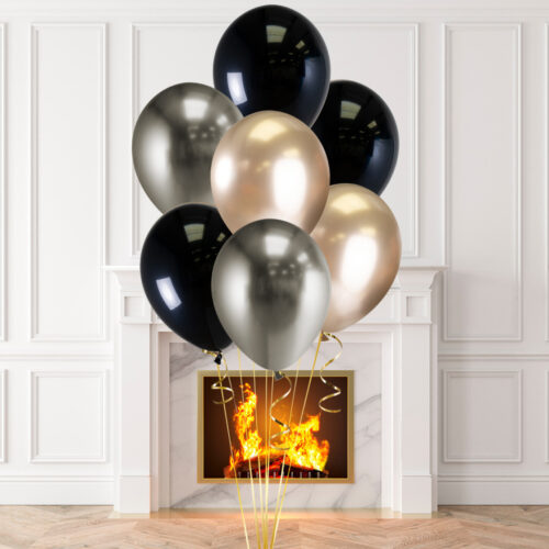 Helium ballon set Luxe Champagne-zwart-antraciet