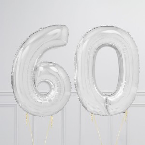 Ballon cijfer Zilver 102cm