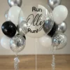 Luxe gepersonaliseerde ballon set Zilver-wit-zwart