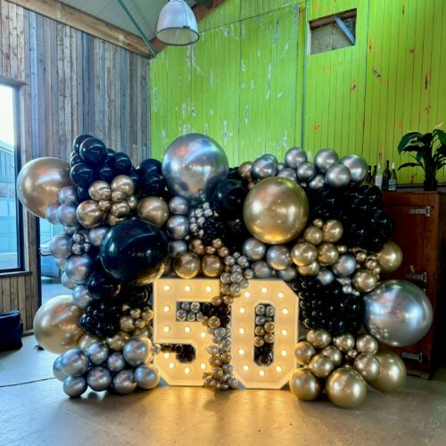Dubbele led cijfers met luxe organic balloonwall